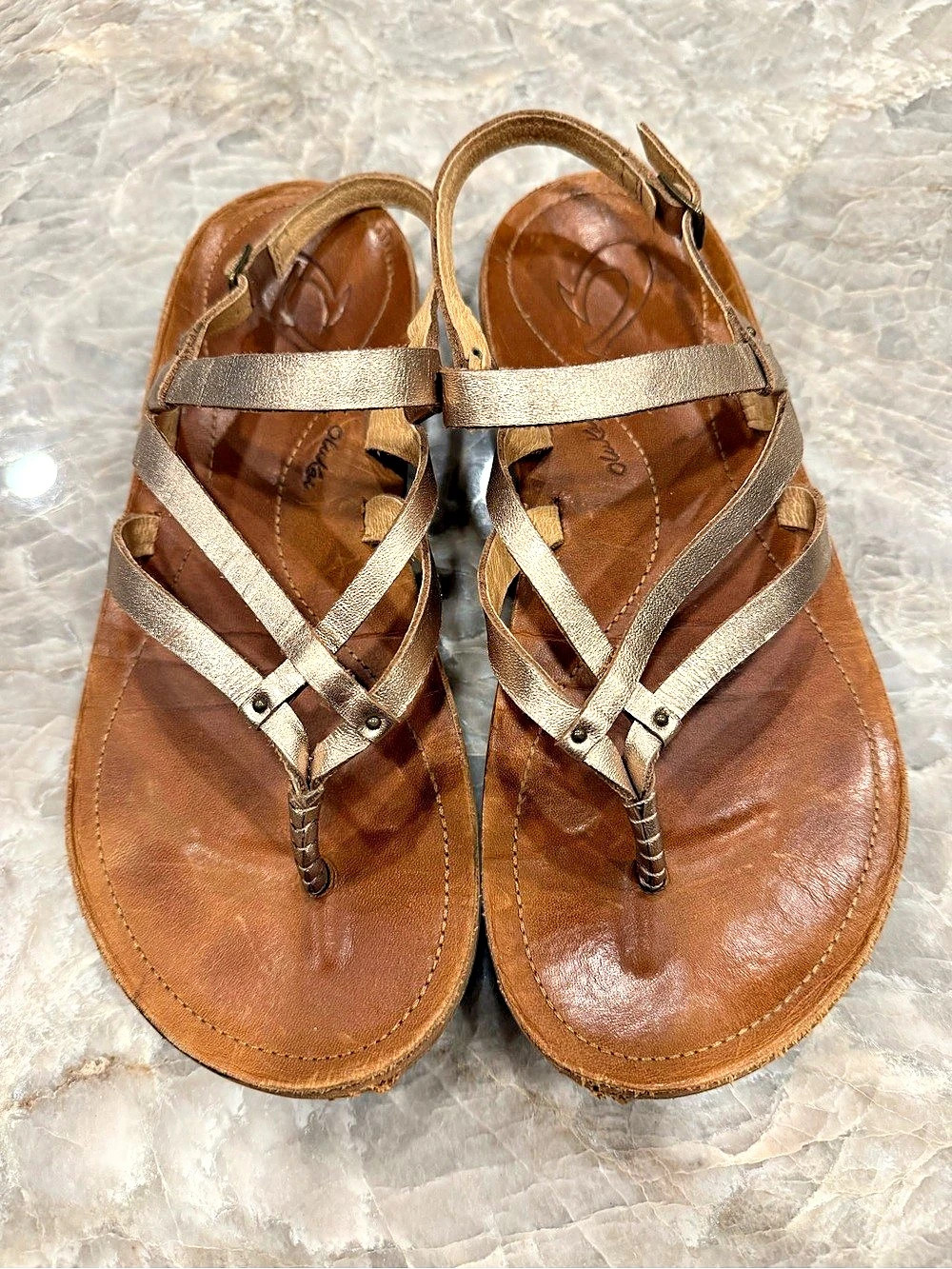 Olukai Upena Women's Brown & Gold Strappy Sandals